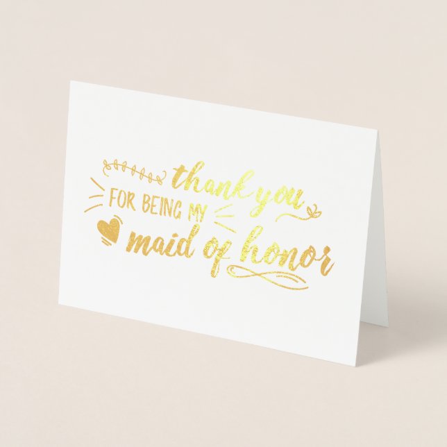 Charming Maid of Honour Thank You Foil Card (Front)