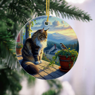 Charming Maine Coon Keepsake Ceramic Tree Decoration