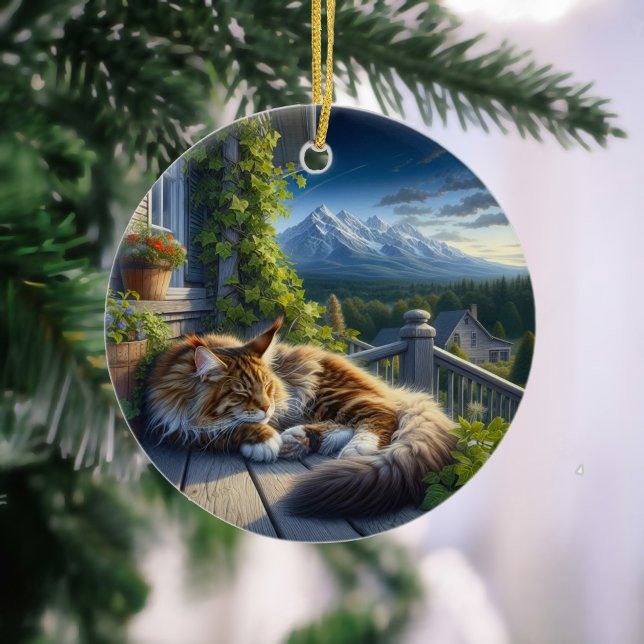 Charming Maine Coon Keepsake Ceramic Tree Decoration (Creator Uploaded)