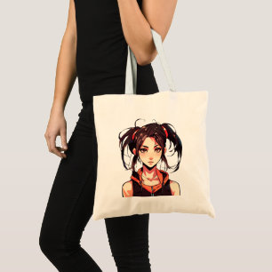 Charming Manga Girl: Anime Vector Illustration Tote Bag
