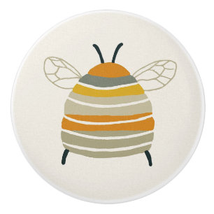 Charming Mid‑Century Honeybee Ceramic Knob