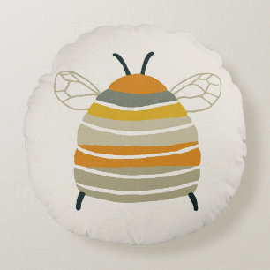 Charming Mid‑Century Honeybee Round Cushion