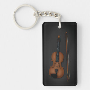 Charming Miniature Violin & Bow Classical Music Key Ring