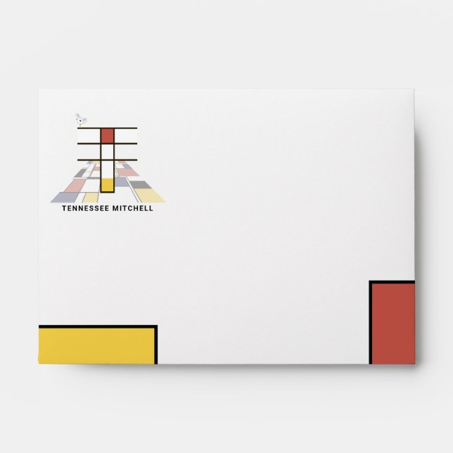 Charming Modern Art Monogram. Letter T Envelope (Front)