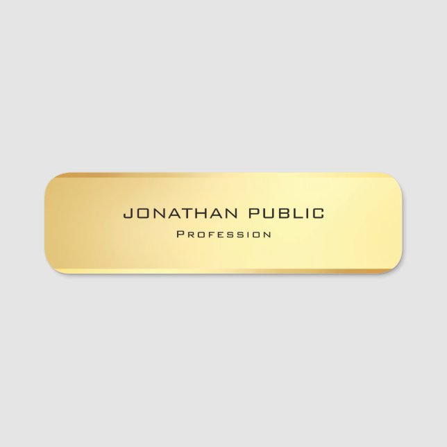 Charming Modern Simple Glamourous Gold Template Name Tag (Front)