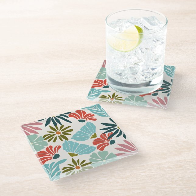 Charming Modern Vibrant Floral Coaster (Angled)