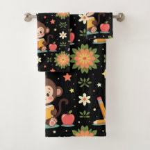 Charming monkey reading floral pattern