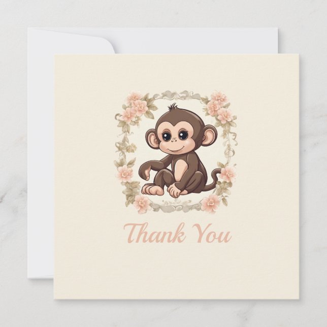 Charming Monkey Thank You Card (Front)