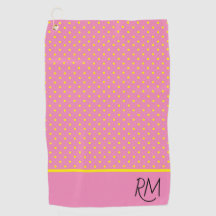 Charming Monogrammed Pink with Yellow Polka Dots
