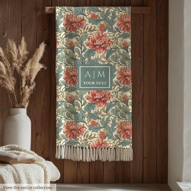 Charming Morris style pastel botanical art throw Fleece Blanket (Charming Morris style pastel botanical art throw Fleece Blanket)