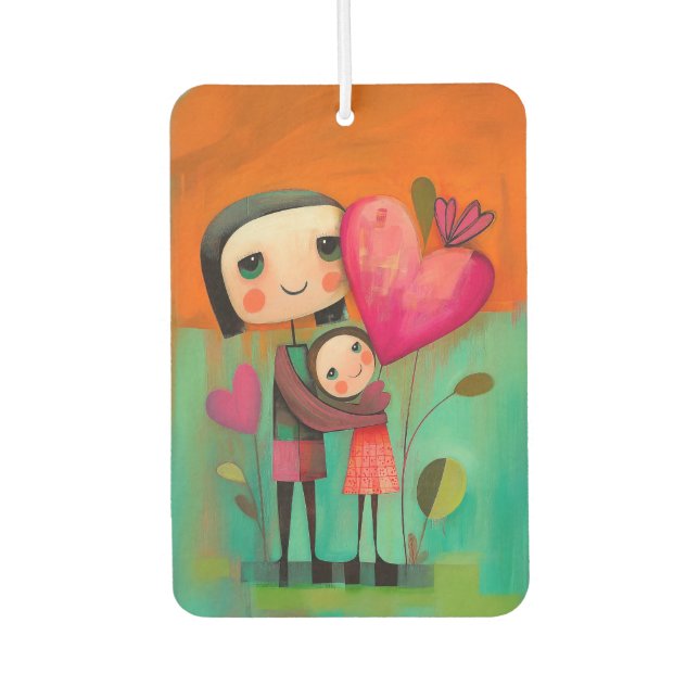 Charming Mother & Daughter Painting Car Air Freshener (Front)