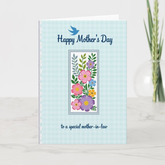 Charming Mothers Day Fabric Card (Front)