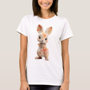 Charming Mottled Watercolor Bunny Figurine Women T-Shirt