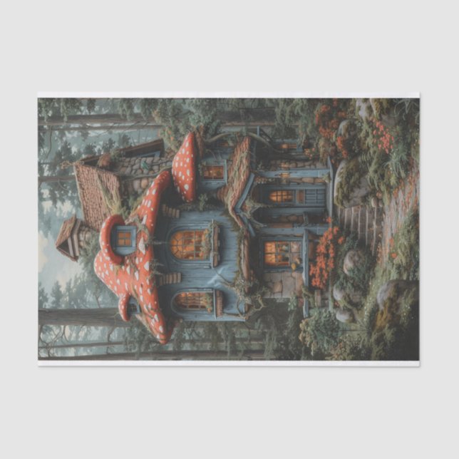 Charming Mushroom House in a Forest Tissue Paper (Front)
