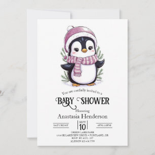 Charming Mystical Penguin Baby Shower Invitation