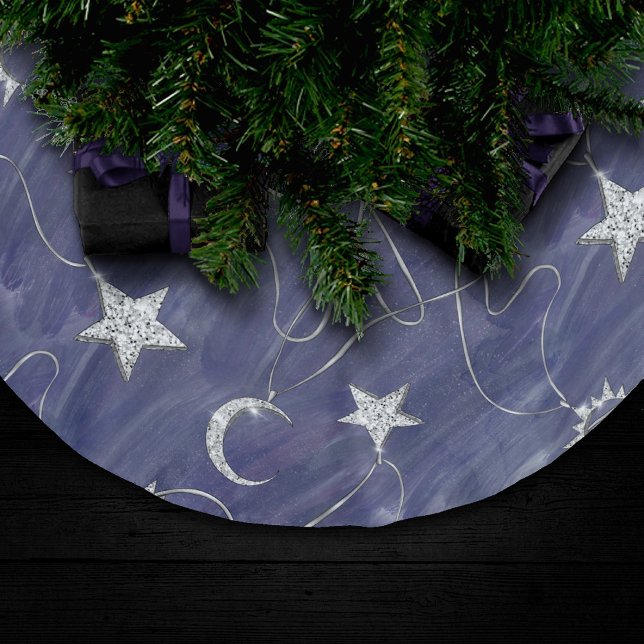 Charming Mystique | Silver Moon Stars Sun Amulet Brushed Polyester Tree Skirt (Creator Uploaded)