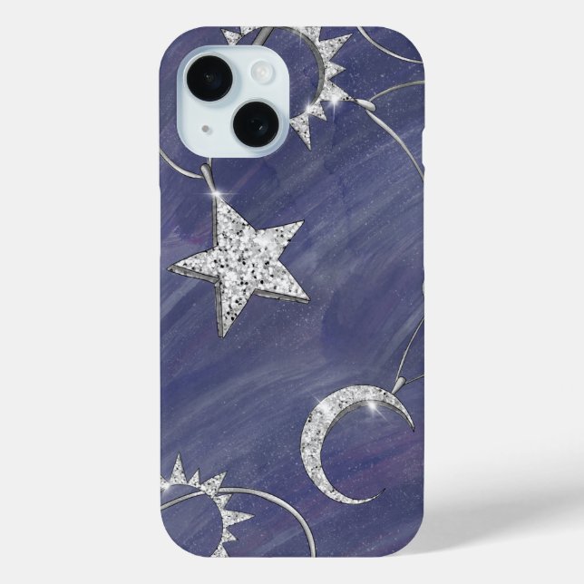 Charming Mystique | Silver Moon Stars Sun Amulet Case-Mate iPhone Case (Back)