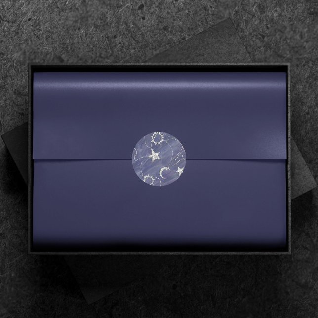Charming Mystique | Silver Moon Stars Sun Amulet Classic Round Sticker (Creator Uploaded)