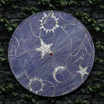 Charming Mystique | Silver Moon Stars Sun Amulet Dartboard<br><div class="desc">Trendy and sophisticated silver celestial amulet charms on chain necklaces offset by a mottled watercolor muted background. This fun novelty seamless pattern features a dynamic unisex (yet feminine) abstract gradient that adds perfect pop of colour. For customisations or other colours,  please visit JustFharryn @zazzle.com #bohochic #zazzlemade</div>