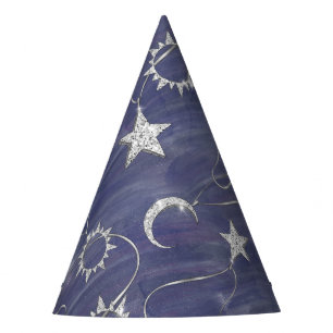 Charming Mystique Silver Moon Stars Sun Amulet Party Hat