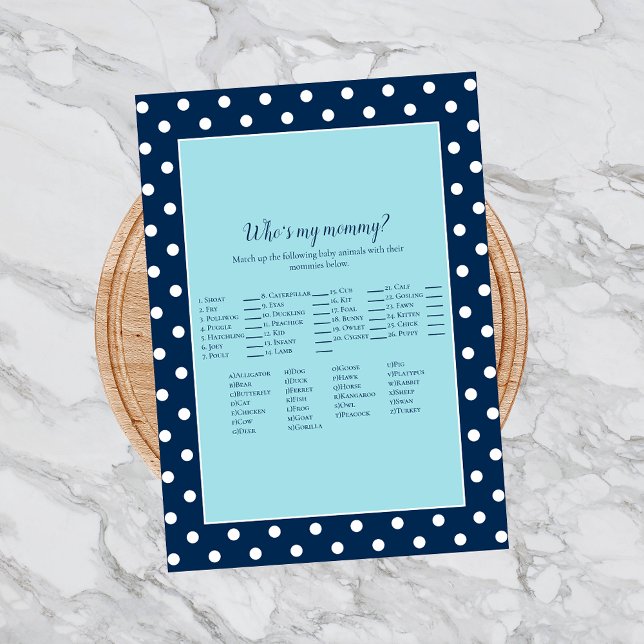 Charming Navy Blue Bow Who's My Mummy Shower Game Invitation (Creator Uploaded)