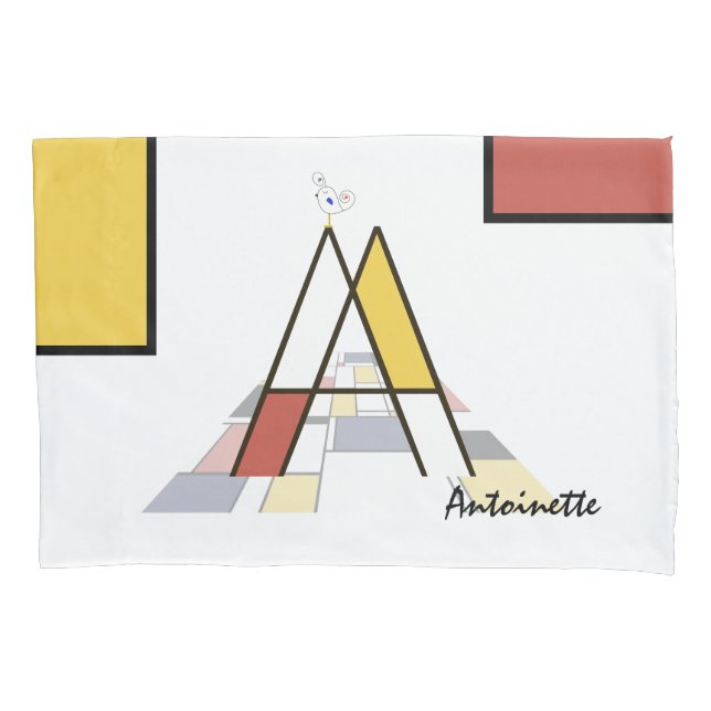 Charming Neoplasticism Art Monogram. Letter A Pillowcase (Front)
