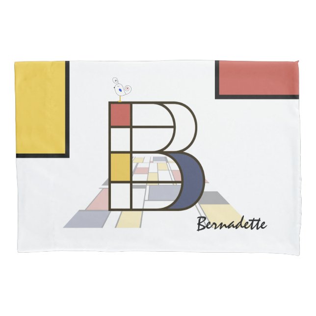 Charming Neoplasticism Art Monogram. Letter B Pillowcase (Front)