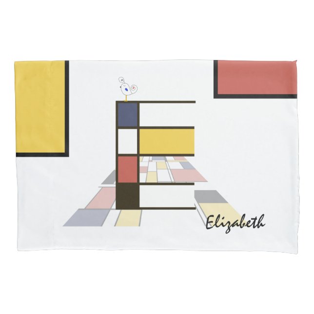 Charming Neoplasticism Art Monogram. Letter E Pillowcase (Front)