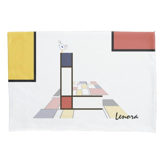 Charming Neoplasticism Art Monogram. Letter L Pillowcase (Front)
