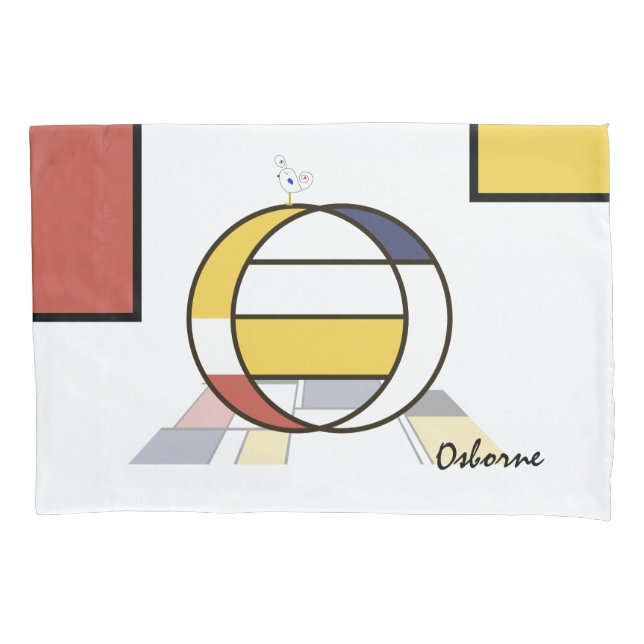 Charming Neoplasticism Art Monogram. Letter O Pillowcase (Front)