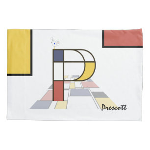Charming Neoplasticism Art Monogram. Letter P Pillowcase