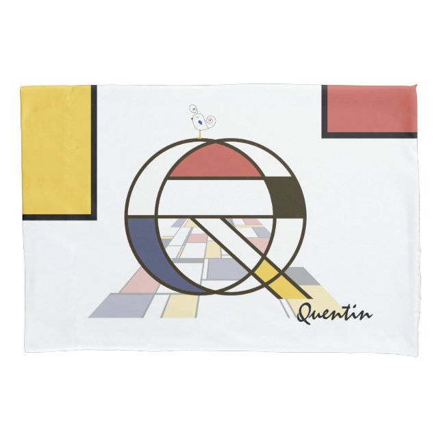 Charming Neoplasticism Art Monogram. Letter Q Pillowcase (Front)