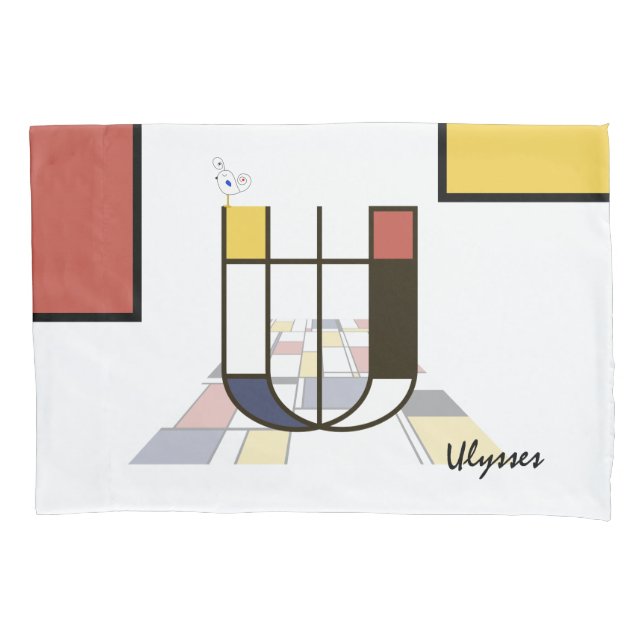 Charming Neoplasticism Art Monogram. Letter U Pillowcase (Front)