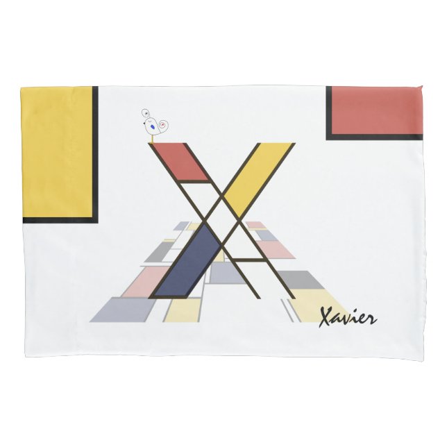 Charming Neoplasticism Art Monogram. Letter X Pillowcase (Front)