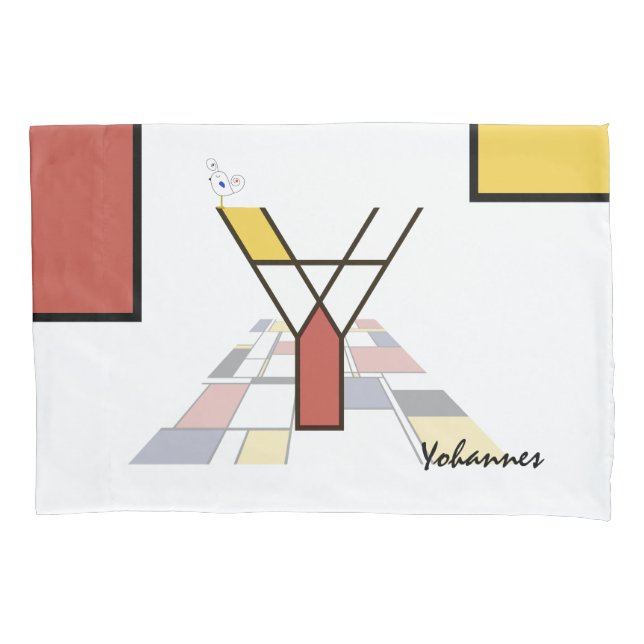 Charming Neoplasticism Art Monogram. Letter Y Pillowcase (Front)