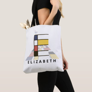 Charming Neoplasticism Style Monogram. Letter E Tote Bag