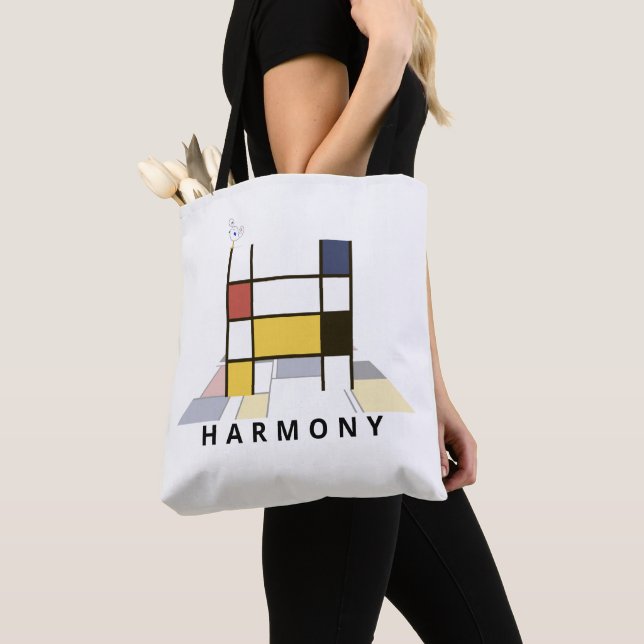 Charming Neoplasticism Style Monogram. Letter H Tote Bag (Close Up)