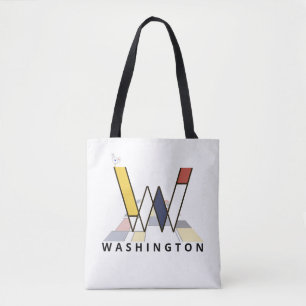 Charming Neoplasticism Style Monogram. Letter W Tote Bag