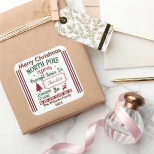 Charming North Pole Express Design Square Sticker