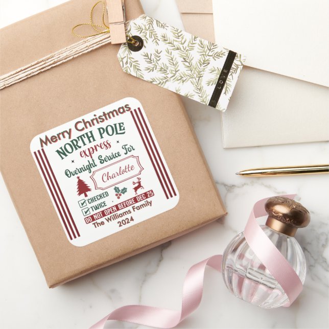 Charming North Pole Express Design Square Sticker (Gifting)
