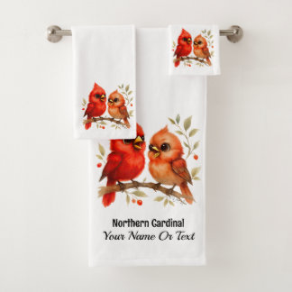 Charming Northern Cardinal  Bath Towel Set