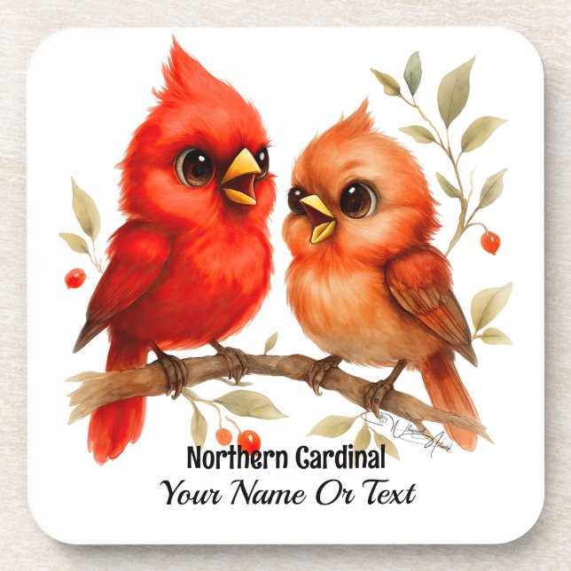 Charming Northern Cardinal  Coaster (Front)