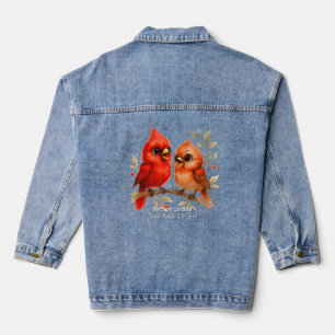 Charming Northern Cardinal Denim Jacket
