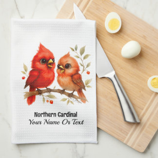 Charming Northern Cardinal  Tea Towel