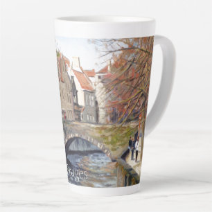 Charming Old Bridge Over Canal in Scenic Bruges Latte Mug