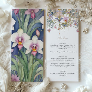 Charming Orchids Wedding Menu Delicate Pastel Invitation