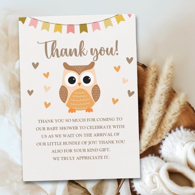 Charming Owl Baby Shower boy – 'It's a Boy Thank You Card (Creator Uploaded)