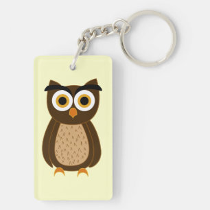 Charming Owl Illustration Key Ring