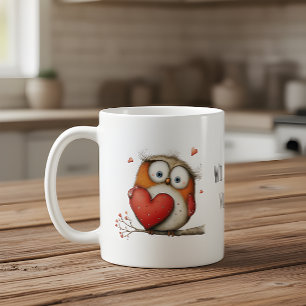 Charming Owl with Hearts Will You Be My Valentine? Coffee Mug