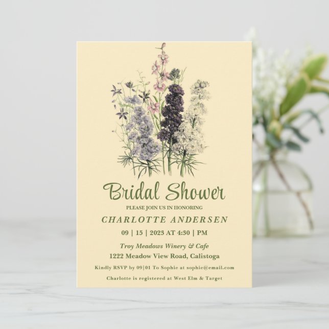 Charming Painted Garden Bridal Shower Invitation (Standing Front)
